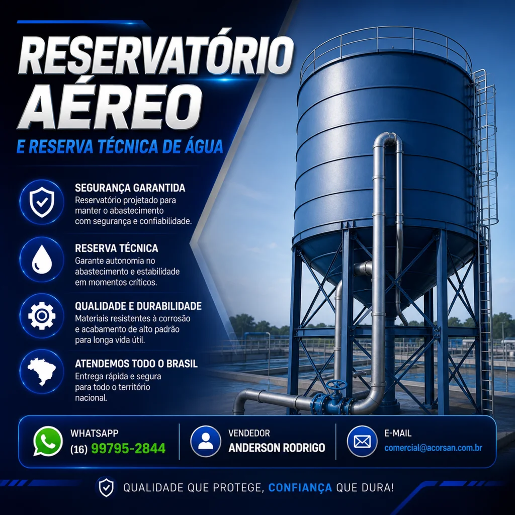 Reservatório aéreo e reserva técnica de água